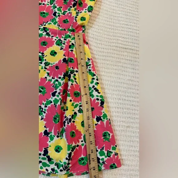 Lilly Pulitzer Floral Strapless Cotton Dress Pink Yellow Sz 8 Small Smocked - Picture 6 of 12